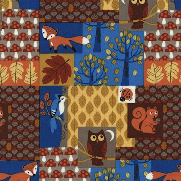 Tecido 100% Algodão Animais Bosque Patchwork (1.10Mts)