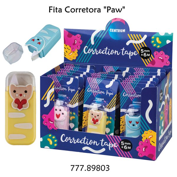 Fita Corretora "Paw" 5mmx6Mts. - Cx.24un.