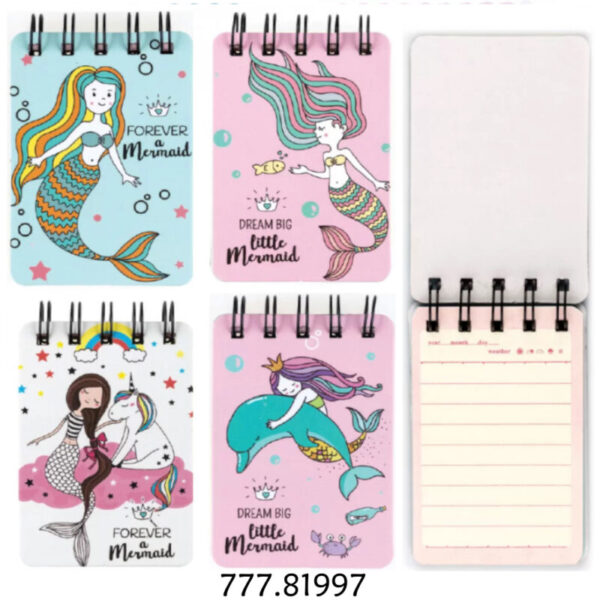 Notebook "Mermaid" 55fls. - 105x70mm - Cx.24un.