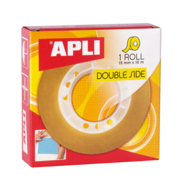 Fita Adesiva Dupla Face Apli 15mm x 10Mts. - Exp.20un.