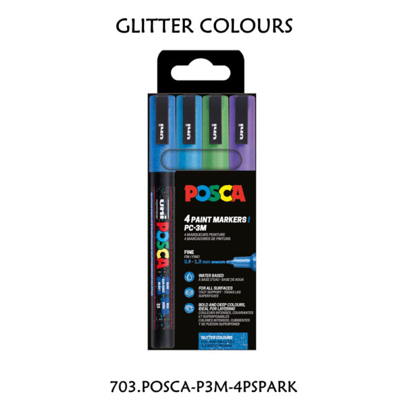 Carteira c/ 4 Marcadores PC3M Glitter Colours 2