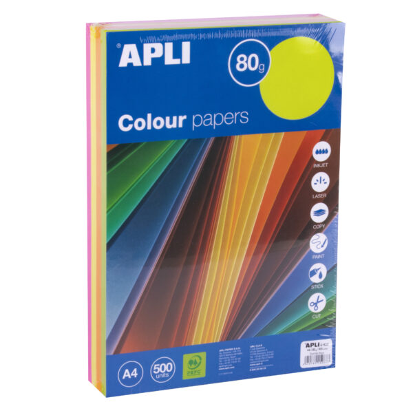 Papel A4 Flúor Resma 80gr.