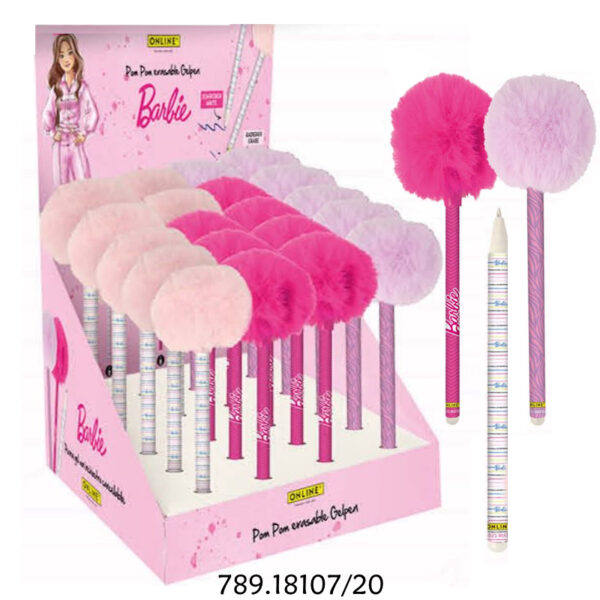 Esferográfica Barbie Pompom Apagável Exp.20un.