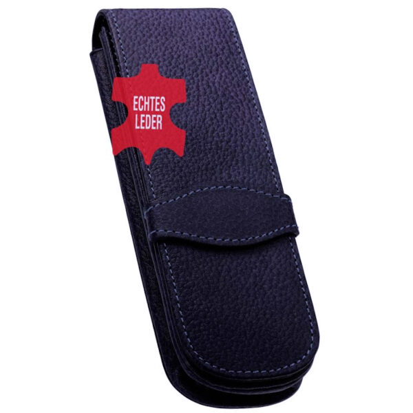 Estojo Pele Azul Escuro p/2 Canetas