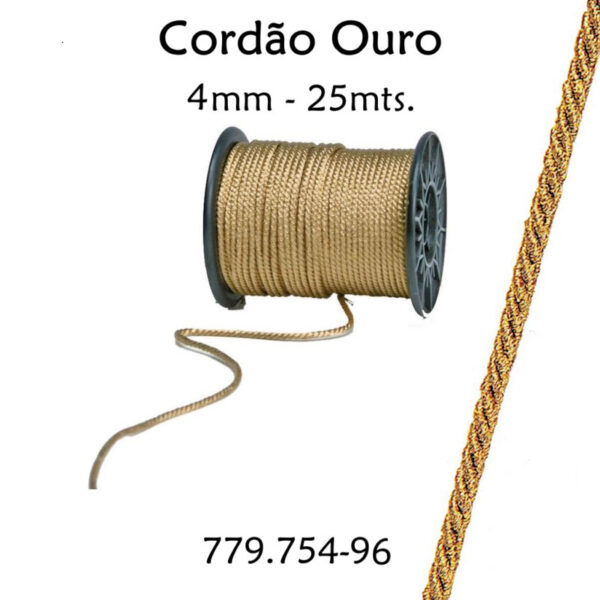 Cordão Ouro 4mm - 25mts.