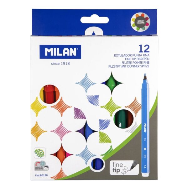 Marcadores Ponta Fina 2mm Milan Cx.12un.