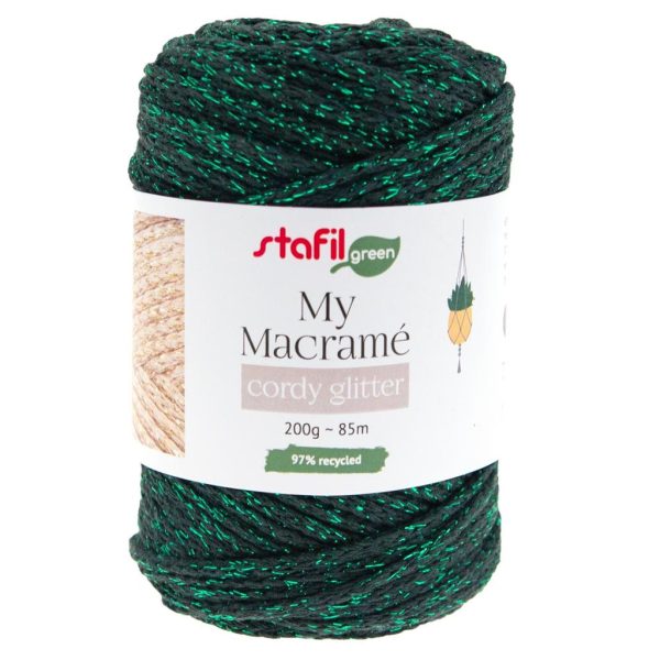 Macramé Cordy Glitter Dark Green 200gr. - 85mts