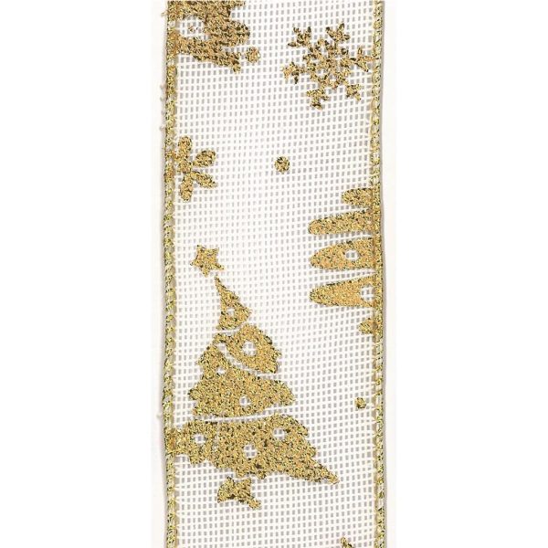 Fita Ribbon White/Gold 50mm - 10mts.