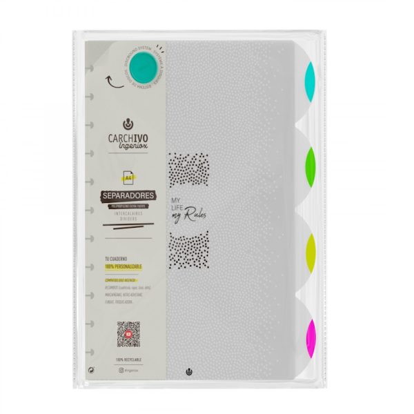 Separadores PP Pastel/Neon 4 Posições A4