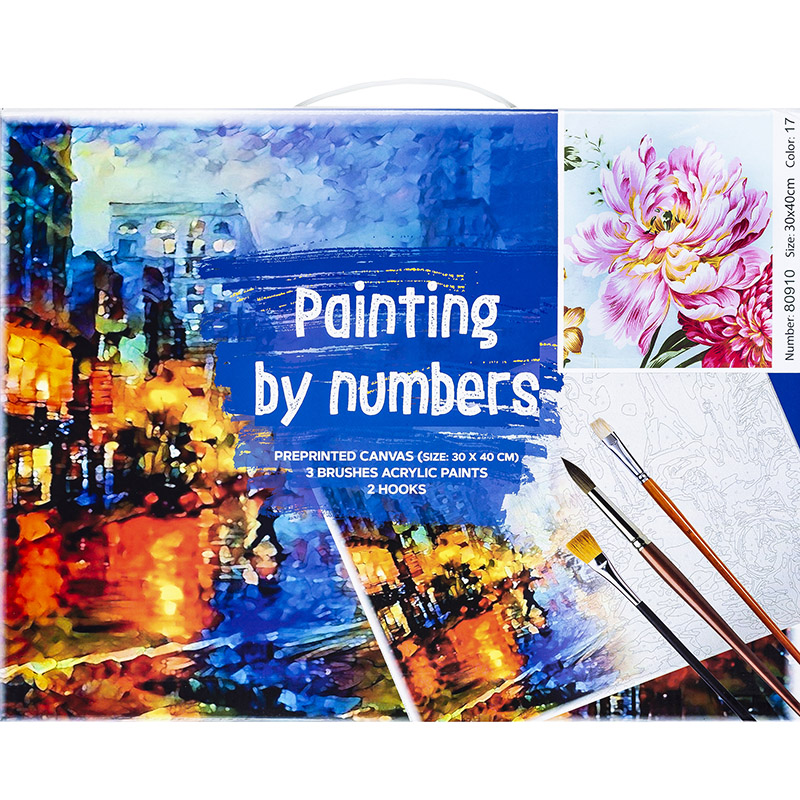 Kit Tela p/ Pintura c/ Números "Peony" 30x40cm