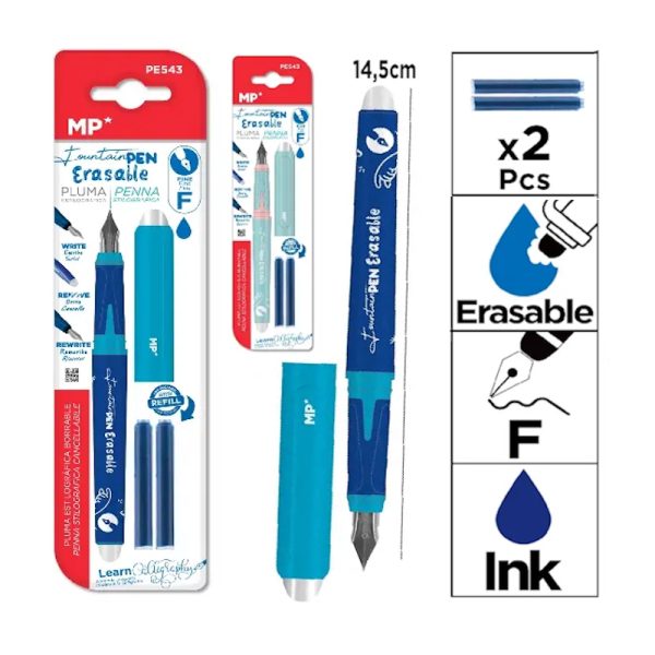 Caneta Tinta Azul Apagável + Recargas