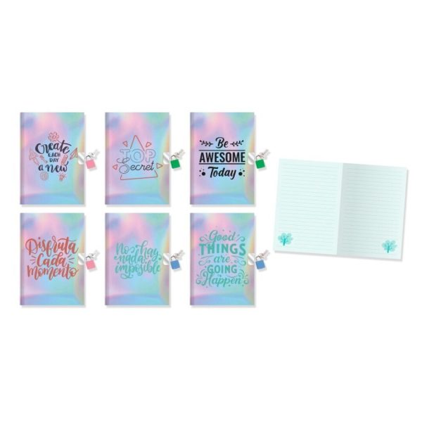 Diário A5 Holográfico c/ Cadeado