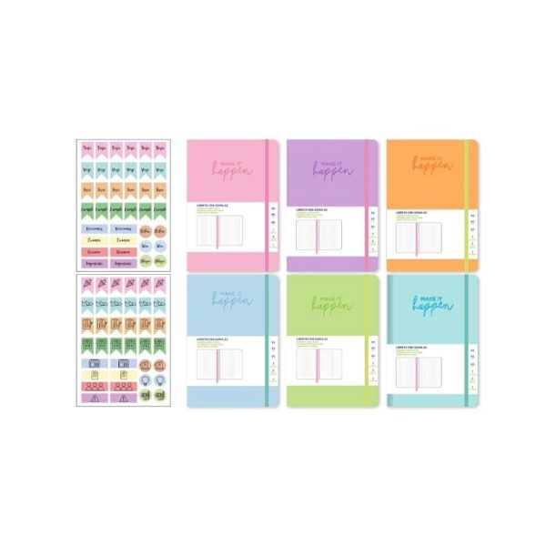 Caderno A5 c/Elásticos e Stickers