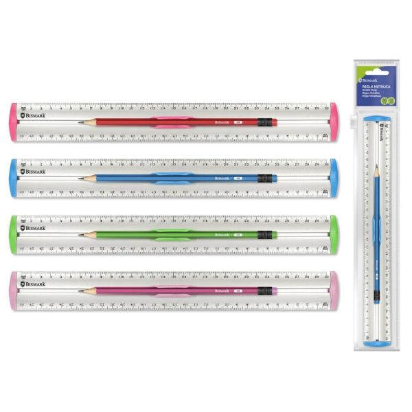 Régua Metálica 30cm c/Lápis HB