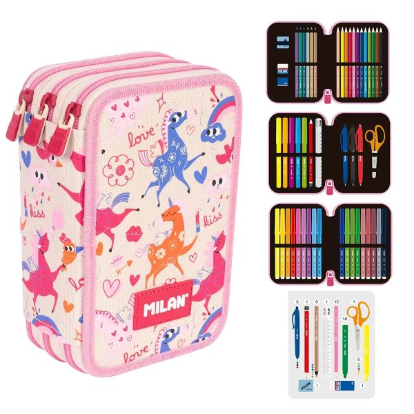 Estojo Flowicorn Triplo c/Conteúdo