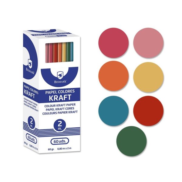 Papel Embrulho Kraft Colorido 80x200cm Exp.60un.