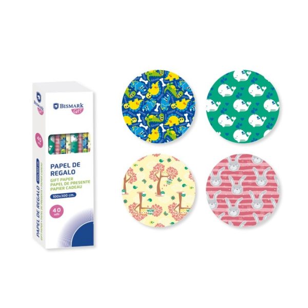 Papel Embrulho Infantil Juguetes 100x300cm Exp.40un.
