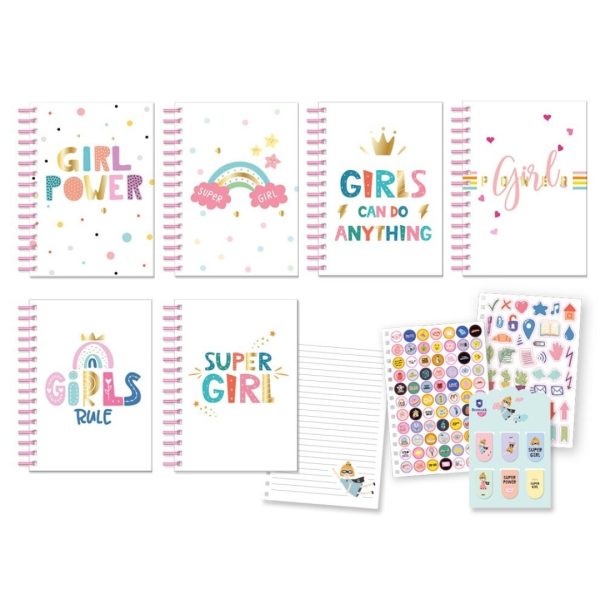 Diário A5 c/Cadeado + Marca Pág. e Sticker Exp.6un.