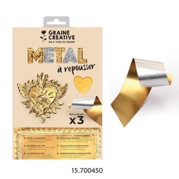 Folhas Metálicas Ouro/Prata 185x290mm - 3un.