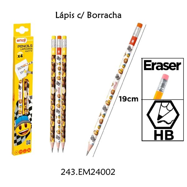 Lápis c/Borracha 4un.