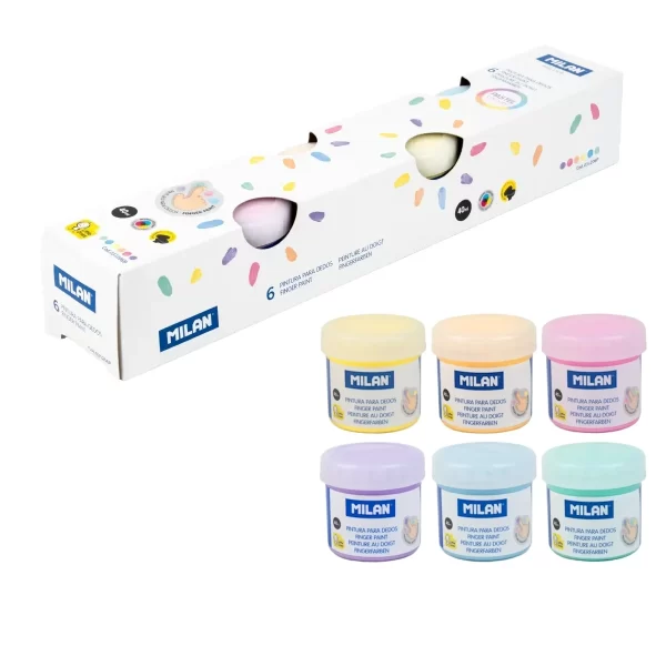 Pintura c/ Dedos Cx.6 Potes / Cores Pastel - 40ml