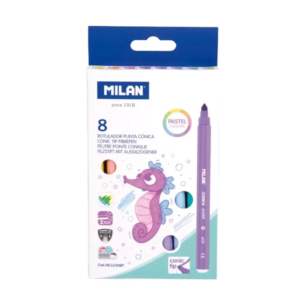 Marcadores Ponta Cónica Pastel Milan Cx.8un.