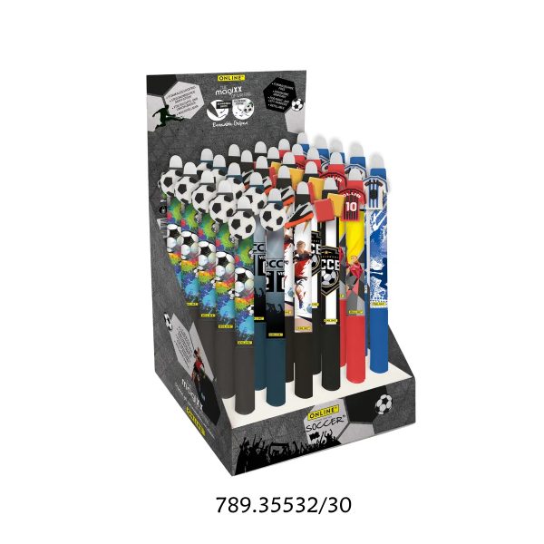 Esferográfica Gel Soccer Apagável Exp.30un.