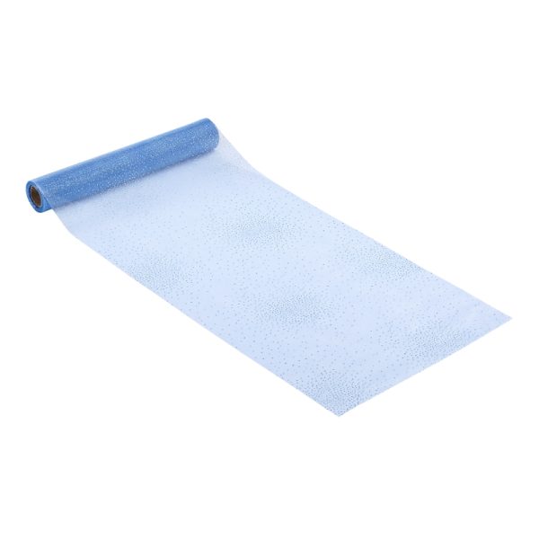 Rolo Organza Azul Claro c/ Brilhantes 15 Mt. x 28 cm