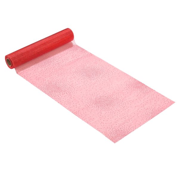 Rolo Organza Vermelho c/ Brilhantes 15 Mt. x 28 cm