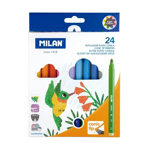 Marcadores Ponta Cónica Milan Cx.24un.