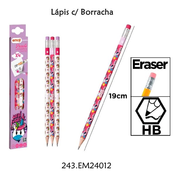 Lápis HB Emoji Cx.4un.