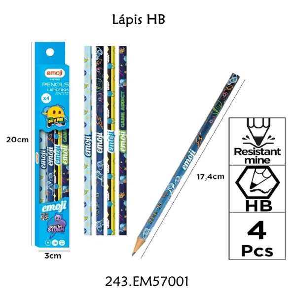 Lápis HB Emoji Cx.4un.