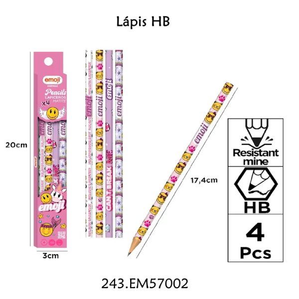 Lápis HB Emoji Cx.4un.