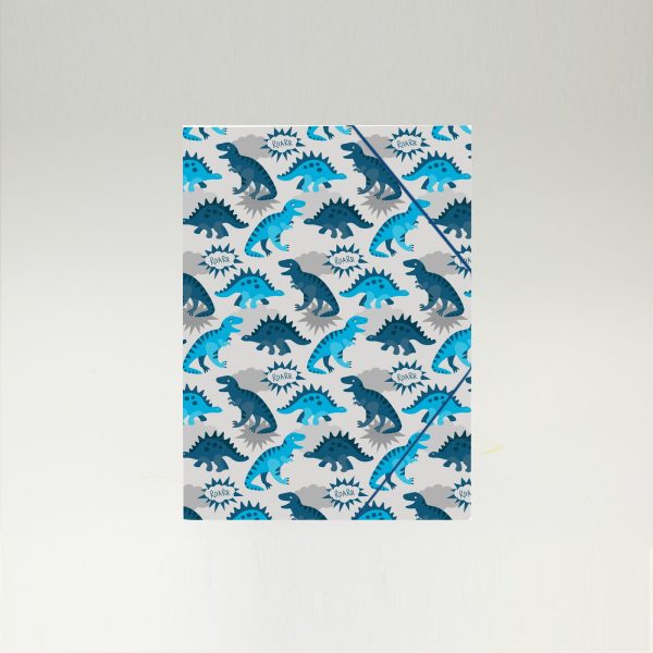 Capa A4 4 Cart. c/3 Abas Elást. B`Log Dino