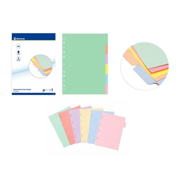 Separadores A4 6 Cores Pastel