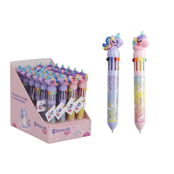 Esferográfica Unicórnios 10 Cores Exp.24un.