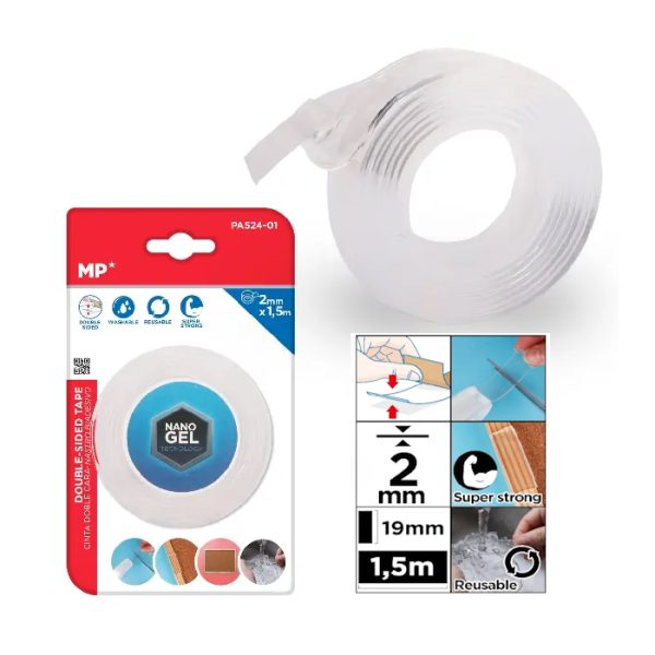 Fita Adesiva Dupla Transparente 19mmX1.5mts.