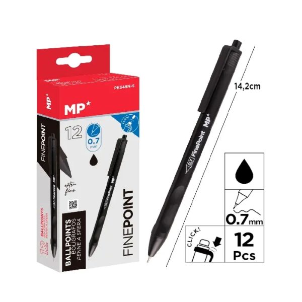 Esferográfica Tinta Óleo Preto 0.7mm Cx.12un.