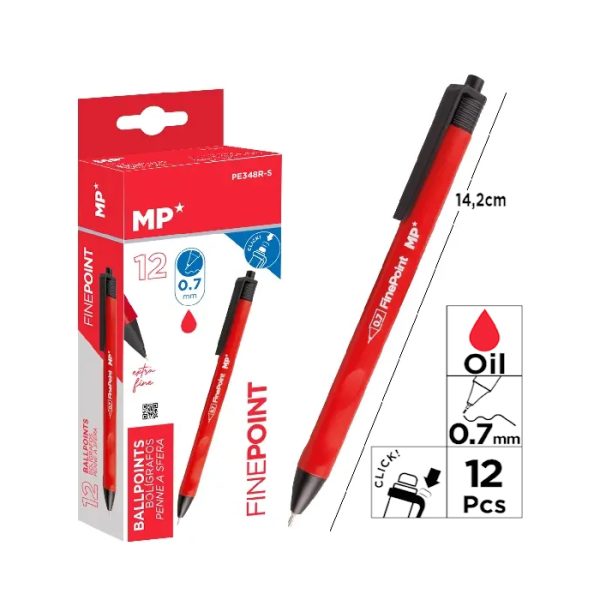 Esferográfica Tinta Óleo Vermelho 0.7mm Cx.12un.