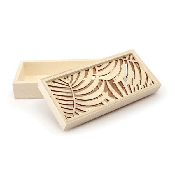 Caixa Madeira Folhas 180x85x50mm