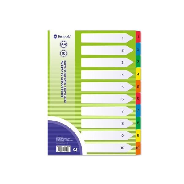 Separadores Cartão A4 10 Departamentos