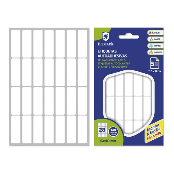 Etiquetas Adesivas Brancas 13x40mm 5fls