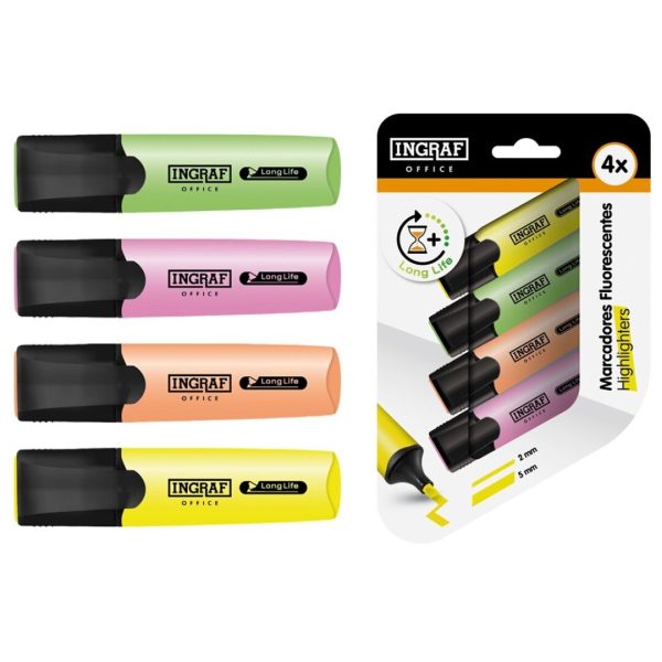 Marcadores Fluor Ingraf 4 Cores