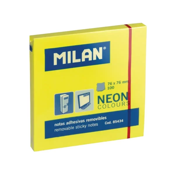 Bloco Notas Adesivo Neon Amarelo 100fls. - 76x76mm