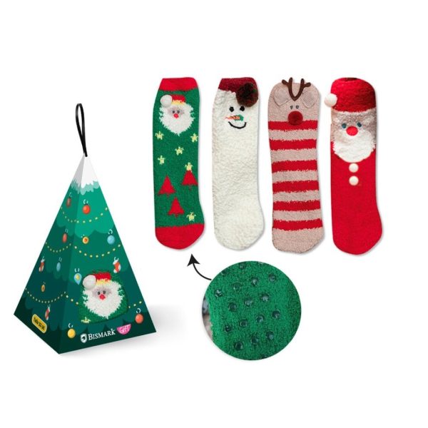 Meias Natal Anti Derrapantes Cx. 4 Pares