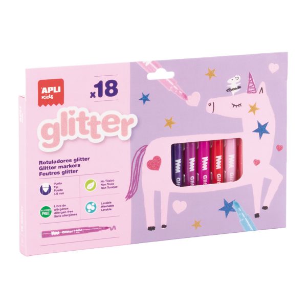 Marcadores c/Glitter 18 Cores