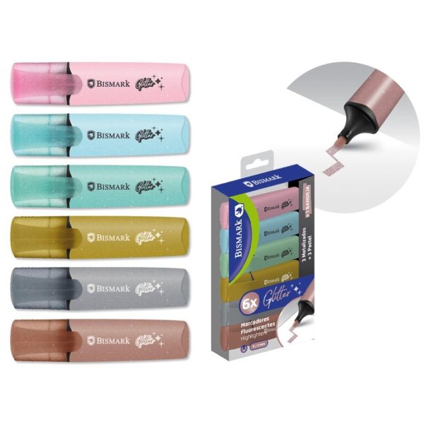 Marcadores Long-Life Glitter 6 Cores