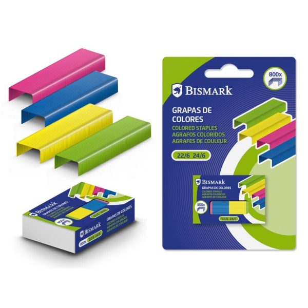 Agrafos Coloridos Metalizados 22-6/24-6 - Cx.800un.