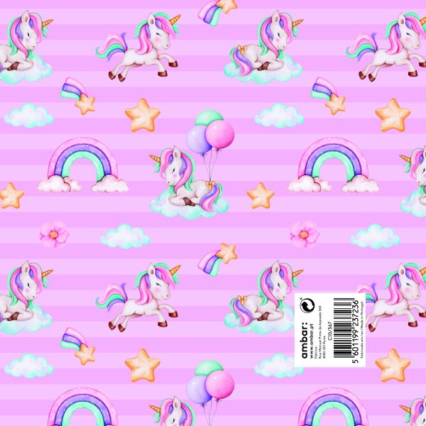 Papel Embrulho Infantil Baby Unicorn 100x70 - 25un.