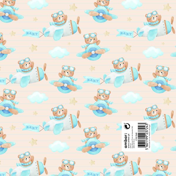 Papel Embrulho Infantil Blue Plain 100x70 - 25un.